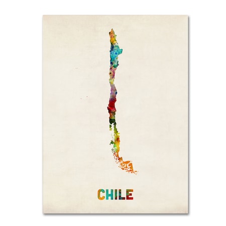 Michael Tompsett 'Chile Watercolor Map' Canvas Art,35x47